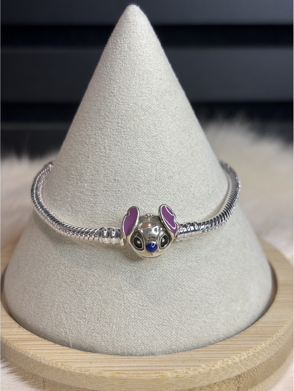 Pandora Silver Bracelet with Stitch Charm Size 6.25